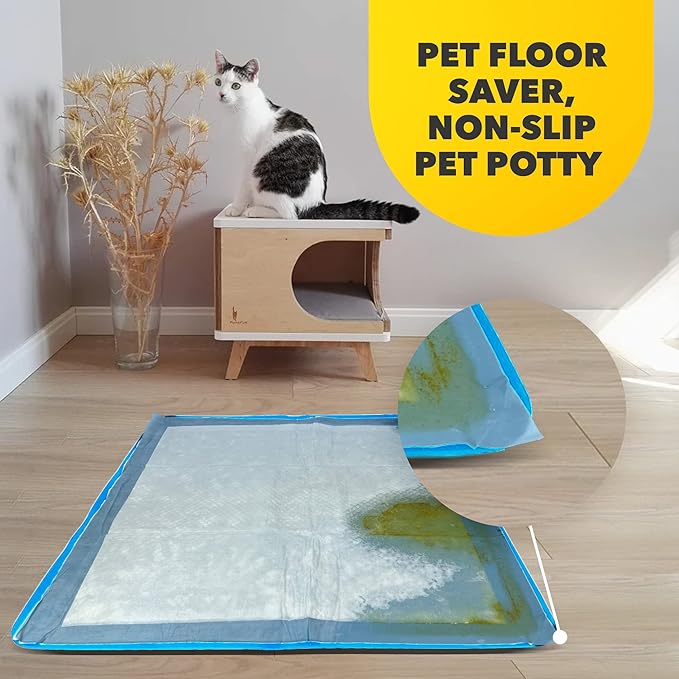 TidyFriend 2 Pack Dog Pee Pad Holder Tray Fits for 24” x 24” Wee Wee Pee Pads - Stable Grip, Raised Edges, Quick-Wipe Silicone Surface Dog Potty Tray Holder for Indoor Flooring Protection (Dark Blue)