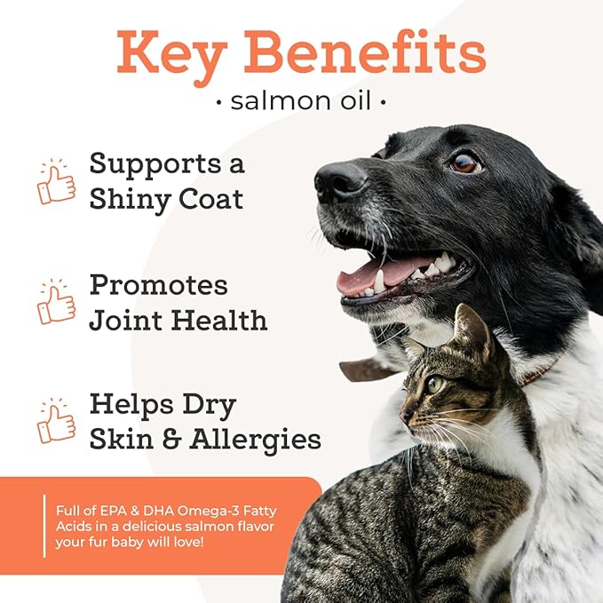 VetPro Complete Wild Alaskan Salmon Oil Formula Supplement for Dogs &amp; Cats, 16 Ounces, Omega 3 &amp; 6 Liquid Fish Oil, EPA + DHA Fatty Acids, Coat &amp; Joint Support, Helps Dry Skin &amp; Allergies, Add to Food