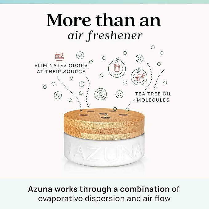 Azuna Air Freshener &amp; Odor Eliminator for Strong Odor | 2 Room Kit Includes (2) 8 oz. Empty Luxe Glass Jars &amp; 12 oz | Refill with Tea Tree Essential Oil Gel | Amalfi Breeze | Last 60-90 Days