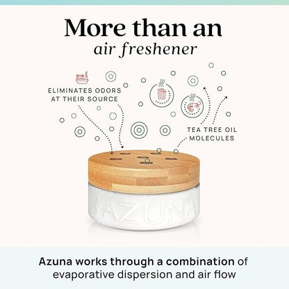 Azuna Air Freshener &amp; Odor Eliminator for Strong Odor | 2 Room Kit Includes (2) 8 oz. Empty Luxe Glass Jars &amp; 12 oz | Refill with Tea Tree Essential Oil Gel | Amalfi Breeze | Last 60-90 Days