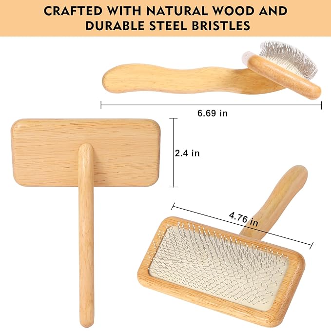 Dog Slicker Brush for Shedding &amp; Grooming - Professional Dog Brush and Cat Brush with Coated Tips &amp; Air-Cushion Design, Deshedding Tool Removes Undercoat Tangles &amp; Loose Fur for Long/Short Hair Pets