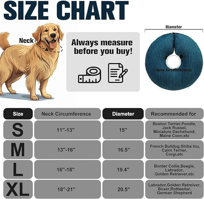 BINGPET Inflatable Dog Cone Collar Alternative After Surgery,Soft Recovery Cone for Dogs to Stop Licking,Protective Neck Donut E Collar Adjustable for Small Medium Large Dogs &amp; Cats(Navy Blue,S)