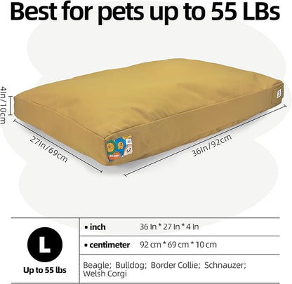 Sytopia 36-Inch Canvas Outdoor Dog Bed, Waterproof &amp; Washable with Removable Cover, Ideal for Medium &amp; Large Dogs, Chew-Proof Great for Indoor, Outdoor, Crate, or Patio Use (Yellow)