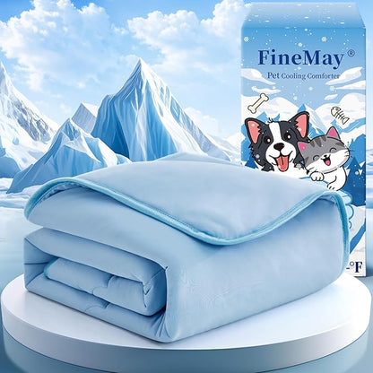 Cooling Blanket for Dogs, Lightweight &amp; Durable Dog Cooling Mat, Q-MAX>0.45 Soft Breathable Pets Comforter for Couch, Bed &amp; Car Essential - Light Blue 30x40 Inches