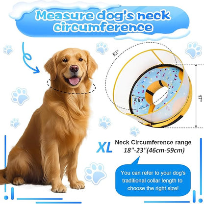 Inflatable Dog Cone Collar with Detachable Enhanced Anti-Licking Shield, Soft Neck Donut Collar for Dogs After Surgery, Adjustable Dog Cone Alternative for Large Medium Small Dogs &amp; Cats
