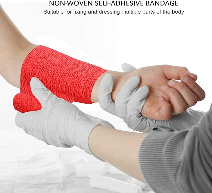 TOBWOLF 12PCS Self Adhesive Bandage, 4" x5yd / 10cmx4.5m Elastic Cohesive Bandage Wrap, Breathable Sports Tape, Medical Sport Wrap for Wrist, Ankle, Knee, Leg, Sprains &amp; Swelling - Red