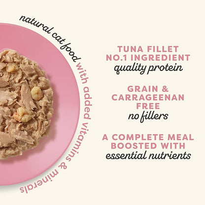 Applaws Vitality Wet Cat Food in Broth, Natural Canned Cat Food, Wet Food for Cats with Added Vitamins and Minerals, Grain and Carrageenan Free, Tuna Fillet &amp; Shrimp in Broth (24 Count, 2.47 oz Cans)