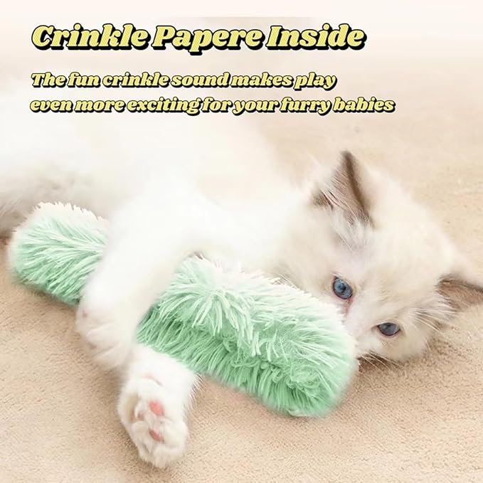 Catnip Toys with 3Pcs Cat Toys - Skin-Friendly Pillow Kicker Toy for Indoor Cats with Crinkle Paper, Catnip &amp; Teething Soother (Pink/Green/Blue)