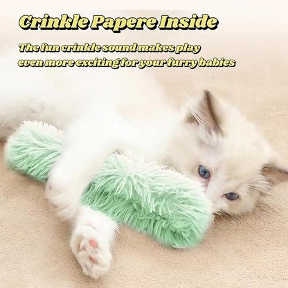 Catnip Toys with 3Pcs Cat Toys - Skin-Friendly Pillow Kicker Toy for Indoor Cats with Crinkle Paper, Catnip &amp; Teething Soother (Pink/Green/Blue)