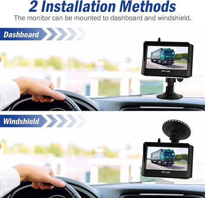 Magnetic Wireless Trailer Backup Camera System, 4.3inch TFT LCD Monitor &amp; IP68 Waterproof Rechargeable Rear View Camera, Easy to use for Trucks/Campers/SUV/Cars(MS-348)