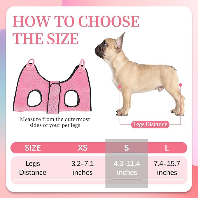 PatiencET Dog Grooming Hammock, Pet Grooming Hammock for Cats &amp; Dogs with Security Strap, Dog Sling for Nail Trimming with Nail Clippers/Trimmer, Nail File, Pet Comb(Pink S)