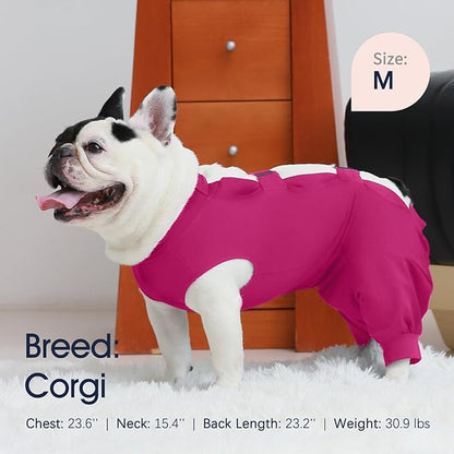 IECOii Pet Surgery Recovery Suit,Breathable Dog Bodysuit E-Collar &amp; Cone Alternative Surgical Suit After Spayed/Neutered Wear,Recovery Suit for Dogs Male Female Sleeve to Prevent Licking,XL-Rosered
