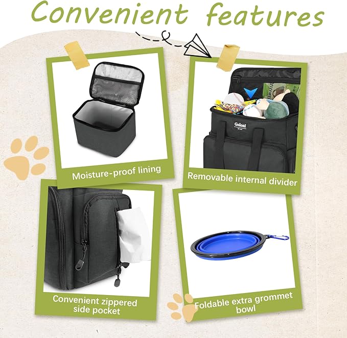 Dog Travel Bag Airline Approved–Pet Travel Tote with Collapsible Bowls,Food Containers &amp; Feeding Mat–Multi-Pocket Organizer for Dogs &amp; Cats, Durable &amp; Water-Resistant for Hiking,Trips,Outdoors