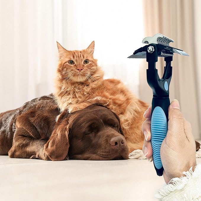 3-in-1 Pet Grooming Brush for Dogs &amp; Cats – Double Sided Deshedding Tool with Stainless Steel Teeth, Detangler Comb &amp; Undercoat Rake | Ergonomic Handle for Matted Fur Removal, Safe for Long/Short Hair