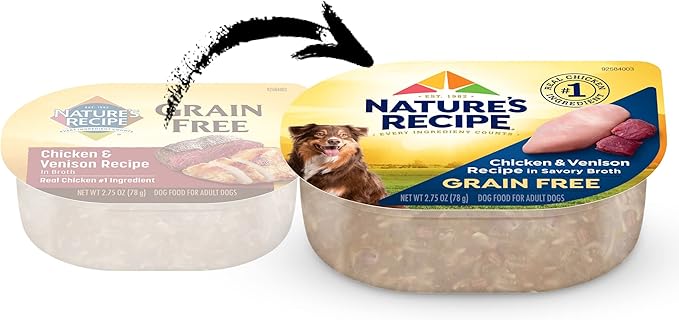 Nature’s Recipe Grain Free Wet Dog Food, Chicken &amp; Venison Recipe, 2.75 Ounce Cup (Pack of 12)