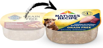 Nature’s Recipe Grain Free Wet Dog Food, Chicken &amp; Venison Recipe, 2.75 Ounce Cup (Pack of 12)