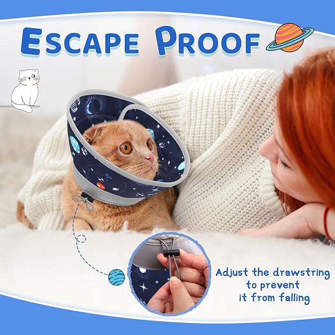 Cat Cone Collar Soft to Stop Licking, Adjustable, Foldable Lightweight Kitten Cones After Surgery Recovery for Cats &amp; Kittens, Cat Cone Alternative (Grey, M)