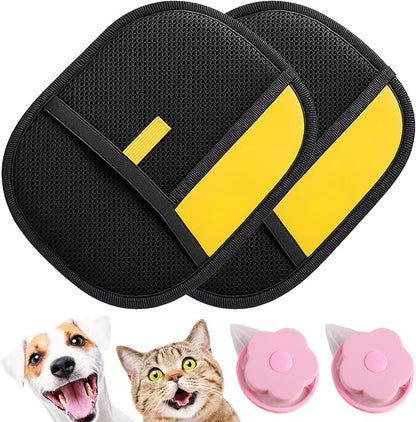 Pet Hair Removal Gloves, Pet Grooming Gloves, Electrostatic Pet Hair Remover Glove for Cats &amp; Dogs, Washable Reusable Pets Hair Remover Tool for Clothing, Furniture, Couch, Car Seat, Curtain (2)