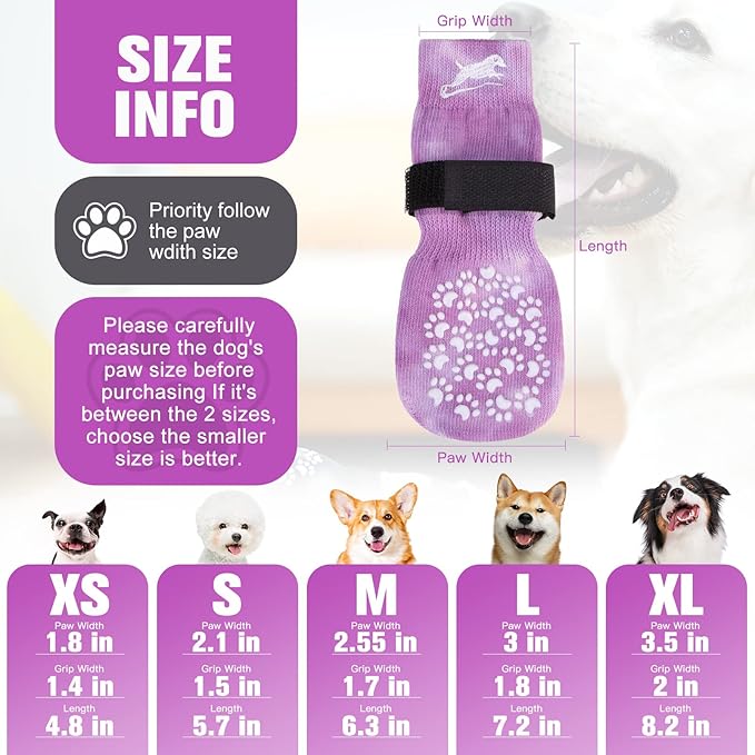 EXPAWLORER Anti Slip Dog Socks to Prevent Licking Paws, Dog Shoes for Hot Pavement, Dog Booties for Small Medium Large Senior Dogs, Traction Control Dog Boots &amp; Paw Protectors for Hardwood Floors