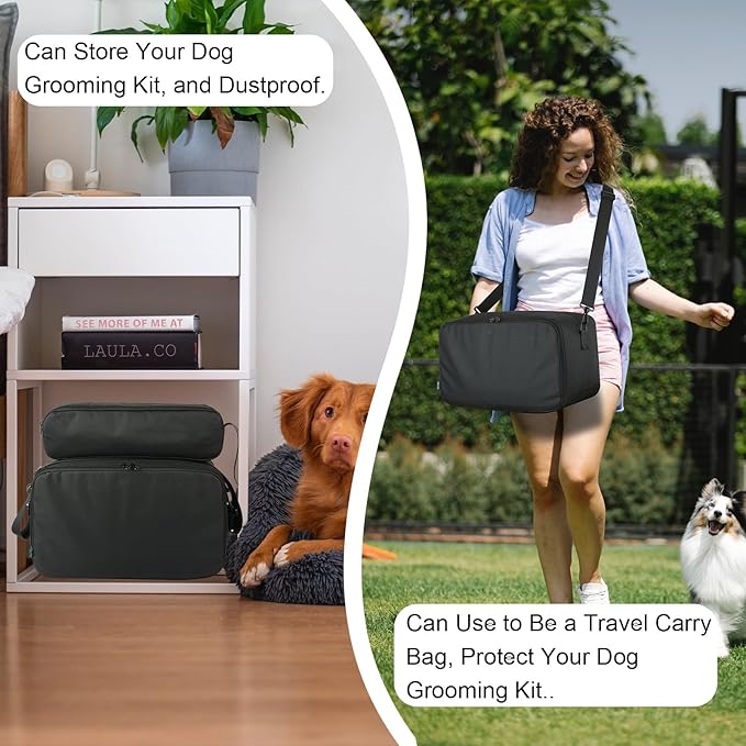 Beautyflier Pet Grooming Supplies Organizer, Protective Tote Bag Case for Pet Grooming Kit &amp; Vacuum Suction Dogs Cats Hair, Travel Pouch Bag for Pet Dog Grooming Vacuum Kit, Bag Only (Black)