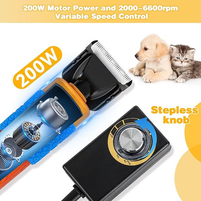 Dog Shears,Plug-in Electric Pet Shaving and Grooming Kit,200W 10ft Sheep Shears Includes 2 Blades, Low Noise &amp; Vibration Design for Dogs Cat Goat,Perfect Dog Clippers for Families with Pets