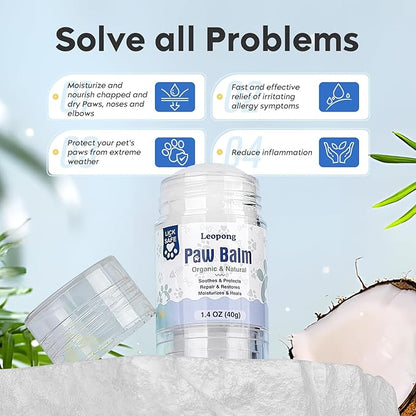 Dog Paw Balm, Moisturizer &amp; Protection for Cracked Dry &amp; Damaged Paws, Nose &amp; Elbows Natural Lick Safe Dog Nose Balm