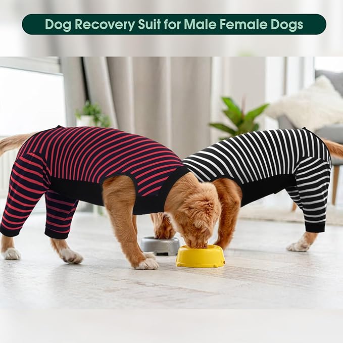 Kuoser Dog Recovery Suit for Back Legs,Soft Dog Surgery Suit with Sleeves to Stop Licking,Dogs Recovery Sleeve Elbow Protector Pet Surgical Onesie for Abdominal Wounds Dogs Cone Alternative,Red M