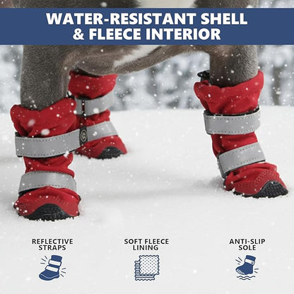 Spark Paws Dog Shoes, Waterproof Dog Boots for Medium to Large Dogs, Non Slip, Breathable Dog Booties and Paw Protectors - 4PCS Doggie Hiking Boots with Reflective Straps, Red, Size 4