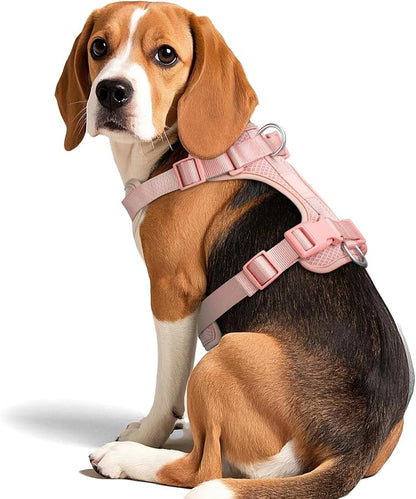 Wisedog Mesh Breathable Dog Harness: No Pull Harness with 3 Fast-Release Buckles Adjustable for Walking &amp; Training for Small Medium Large Dogs (Pink, S: Neck=14"-19"/Chest=13"-24")