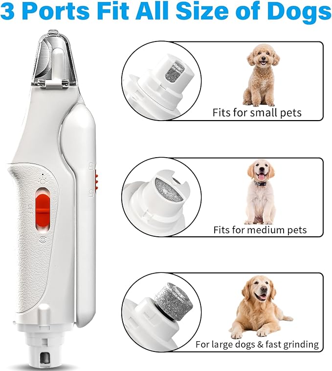 2 in 1 Dog Nail Clippers &amp; Cat Nail Clippers Trimmers for Large Medium Small Dogs Cats Claw Trimmer Quick Sensor and Safety Guard USB Rechargeable Dogs Nail Trimmer with Catcher &amp; 2 LED Lights