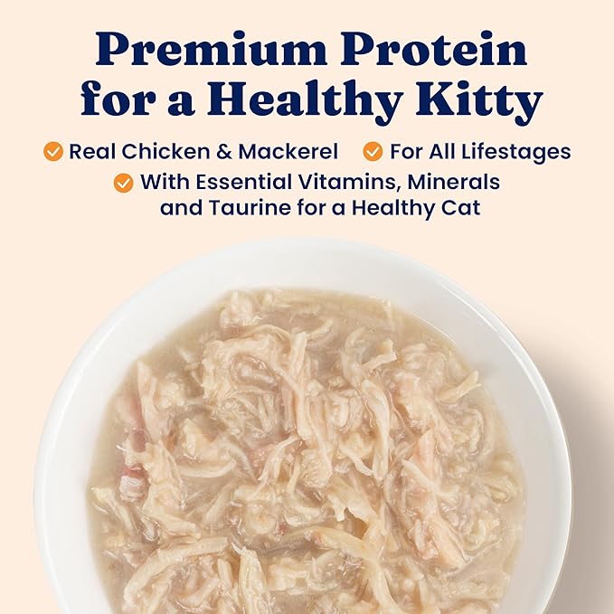 Solid Gold Wet Cat Food Shreds in Gravy - Healthy Canned Cat Food Made w/Real Chicken &amp; Mackerel Shreds, Vitamins &amp; Minerals - Grain Free &amp; Gluten Free Canned Meals for Cats &amp; Kittens - 24ct/3oz Can