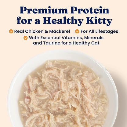 Solid Gold Wet Cat Food Shreds in Gravy - Healthy Canned Cat Food Made w/Real Chicken &amp; Mackerel Shreds, Vitamins &amp; Minerals - Grain Free &amp; Gluten Free Canned Meals for Cats &amp; Kittens - 24ct/3oz Can