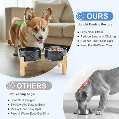 SPUNKYJUNKY Elevated Dog Bowls Ceramic, 6.1&