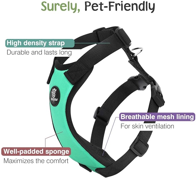 Dog Seat Belt, Safety Vest Dog Car Harness with Adjustable Buckle Dog Seat Belt for Vehicle Nylon Pet Safety Seat Belts Heavy Duty(M, Lake Blue)
