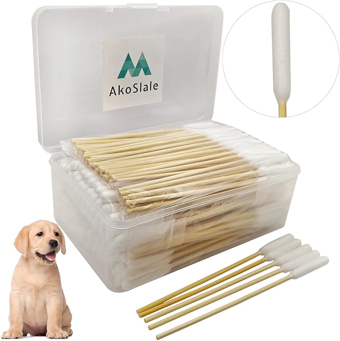 Dog Ear Cleaner Q Tips, 200pcs 6-Inch Long Cotton Swabs for Dogs - Biodegradable Qtips for Ear Cleaning, Infection Treatment, Wax Removal &amp; Pet Care