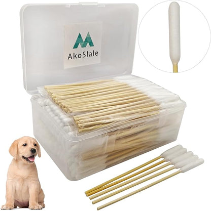 Dog Ear Cleaner Q Tips, 200pcs 6-Inch Long Cotton Swabs for Dogs - Biodegradable Qtips for Ear Cleaning, Infection Treatment, Wax Removal &amp; Pet Care