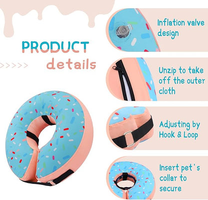 Supet Inflatable Dog Cone Collar Alternative After Surgery, Doggie Neck Donut Collar Recovery E Collar, Soft Dog Cone for Small Medium Large Dogs