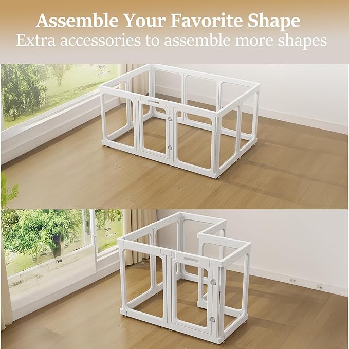 Clear Acrylic Dog Playpen with Door, for Puppy Cat Rabbit Transparent Pet Pen, Dog Playpen Indoor, Dog Fence, Easy Assemble &amp; Cleaning Dog Pen for Small &amp; Medium Dogs (23.6“ Height, 10PCS)