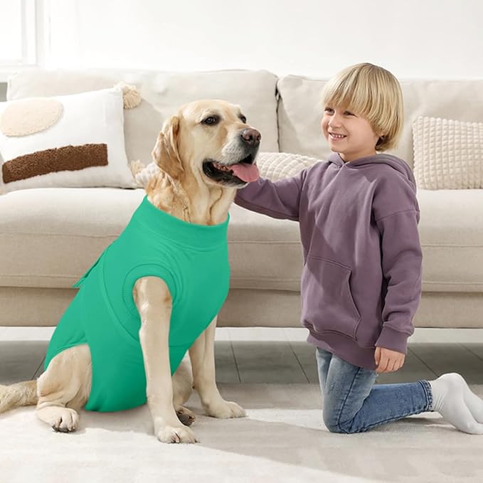 Kuoser Dog Surgery Suit Female Spay, Dog Recovery Suit Male Neuter, Puppy Clothes Onesie for Surgery Anti Licking Abdominal Wounds Pet Surgical Recovery Bodysuit Shirt, Substitute E-Collar &amp; Cone
