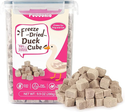 Freeze Dried Cats &amp; Dogs Raw Treats, All Natural Single Ingredient Duck Breast, High Protein Healthy Pet Training Treats or Food Topper, 9.9 oz