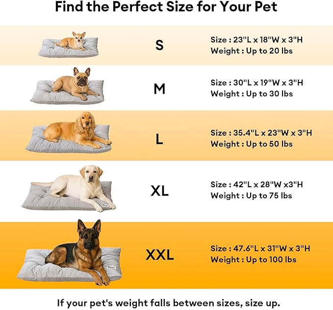 FUNNY FUZZY 35×23 Washable Dog Crate Bed,Orthopedic Cushion Mattress for Large Dogs-Fits 36 Inch Dog Crates, Reversible,Durable &amp; Comfortable Pet Bed,L,Charcoal Grey