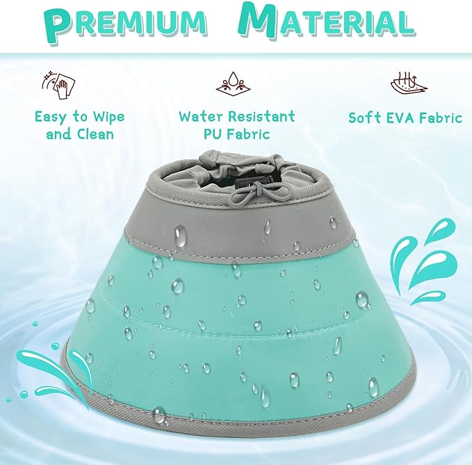 Cat Cone Collar Soft to Stop Licking, Adjustable, Foldable Lightweight Kitten Cones After Surgery Recovery for Cats &amp; Kittens, Cat Cone Alternative (Solid Green, S)