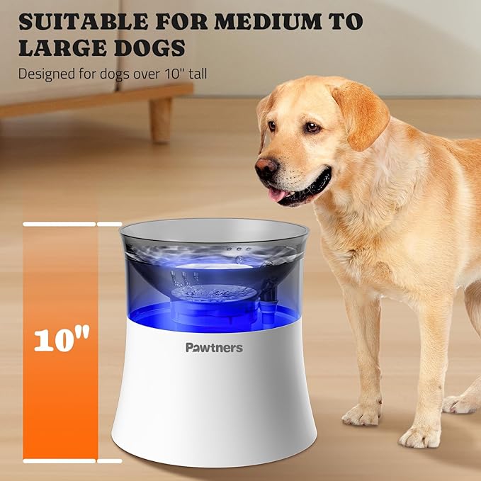 Dog Water Fountain with Vortex Filtration Design, 3.5L/123oz Elevated Dog Water Bowl for Large Medium Dogs &amp; Cats, Automatic No Spill Water Dispenser with Deep Drinking Area and Ultra-Quiet Pump