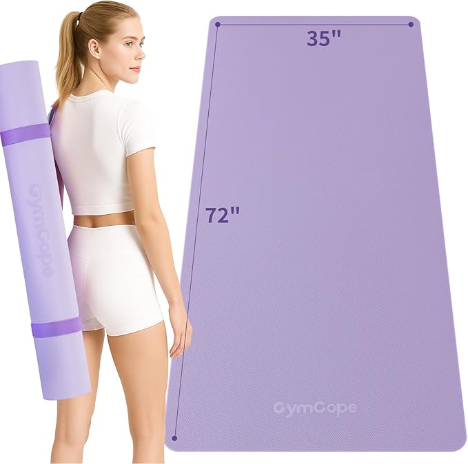Extra Large Yoga Mat - 72"x35", 72"x48", 78"x57" - Wide TPE Exercise Mat for Home, Stretching, Couples &amp; Family Workouts - 6-12mm Thick, Non-Slip &amp; Waterproof - with Carry Bag and Straps