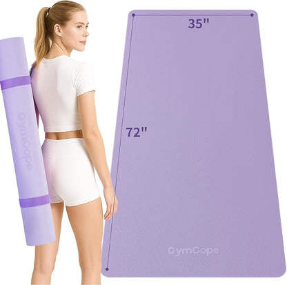 Extra Large Yoga Mat - 72"x35", 72"x48", 78"x57" - Wide TPE Exercise Mat for Home, Stretching, Couples &amp; Family Workouts - 6-12mm Thick, Non-Slip &amp; Waterproof - with Carry Bag and Straps