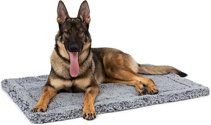 Stoutwool Indestructible Dog Bed - Fluffy Chew Proof Dog Crate Pad - Tough Kennel Pad for Aggressive Chewers - Ideal for Extra Large Breeds &amp; Fits 48-Inch Crate - 47"x29", Charcoal