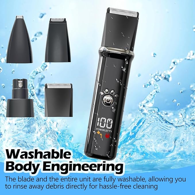 Dog Clippers Grooming Kit - Low Noise, Cordless Electric Trimmer with Nail Grinder for Dogs &amp; Cats, 4 in 1 Rechargeable Clippers for Paws, Ears, Face and Matted Hair (Black)