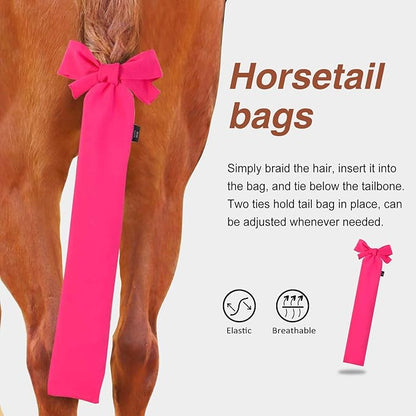 Harrison Howard Stretchy Horse Tail Guard - Breathable &amp; Protects - Slip On Design - 2 Strand Closure - 22" L Light Pink