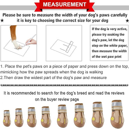 QUMY Dog Shoes for Large Dogs, Medium Dog Boots &amp; Paw Protectors for Winter Snowy Day, Summer Hot Pavement, Waterproof in Rainy Weather, Outdoor Walking, Indoor Hardfloors Anti Slip Sole Khaki 1
