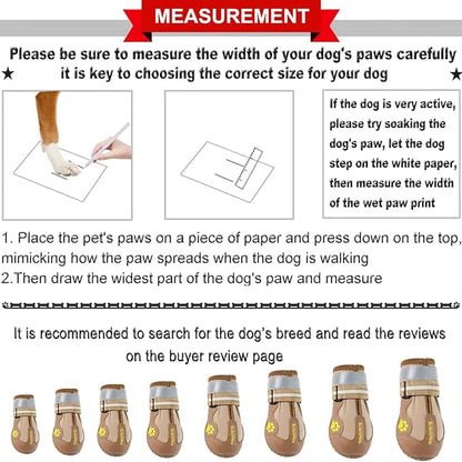 QUMY Dog Shoes for Large Dogs, Medium Dog Boots &amp; Paw Protectors for Winter Snowy Day, Summer Hot Pavement, Waterproof in Rainy Weather, Outdoor Walking, Indoor Hardfloors Anti Slip Sole Khaki 8
